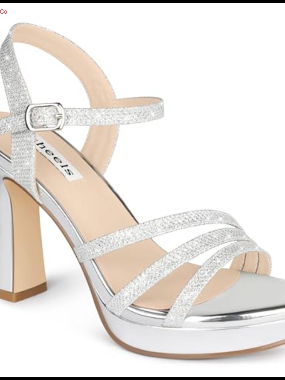 Womens Chunky Platform Heeled Sandals Sparkly Strappy Faux Leather Open Toe